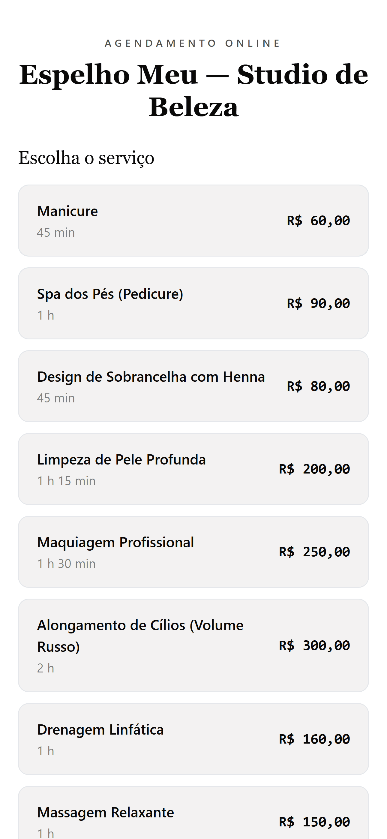 Agendamento Online