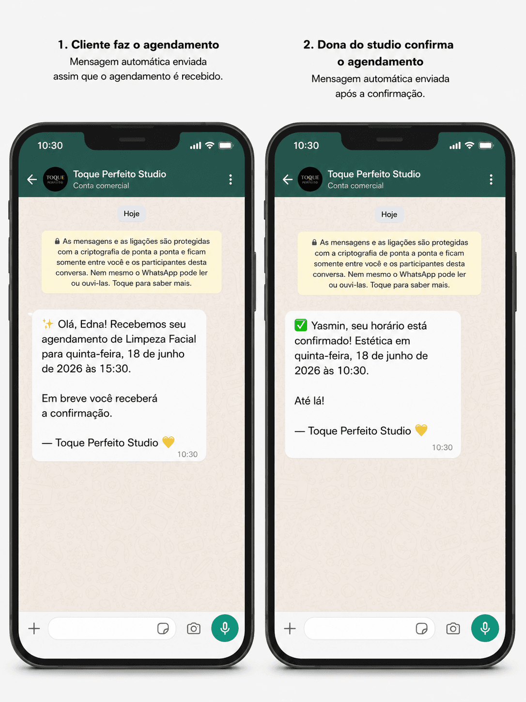 Mockup de mensagens automáticas no WhatsApp